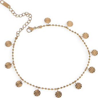 Women's Dainty Charm Disc Fashion Bracelet with Adjustable Chain