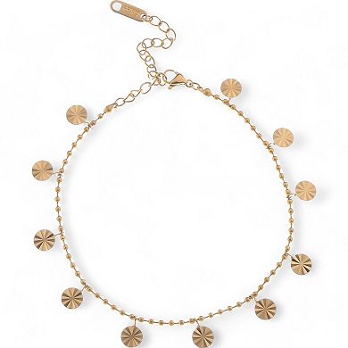 Women's Dainty Charm Disc Fashion Bracelet with Adjustable Chain