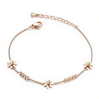 Women's Delicate Daisy Charm Bracelet with Floral Accents and Lightweight Adjustable Chain Design