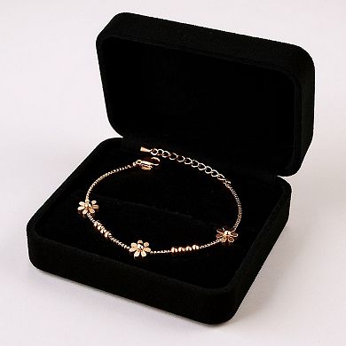 Women's Delicate Daisy Charm Bracelet with Floral Accents and Lightweight Adjustable Chain Design