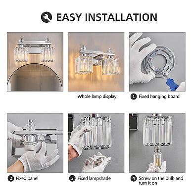ZLAIQB 2-Light Modern Crystal Bathroom Wall Lamp