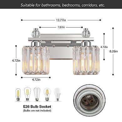 ZLAIQB 2-Light Modern Crystal Bathroom Wall Lamp