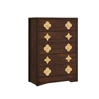 Fluted Dresser for Bedroom with 5 Drawers, Chest of Large Drawers