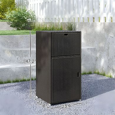 Rattan Storage Cabinet with Drawer and Magnet Door for Patio or Bathroom