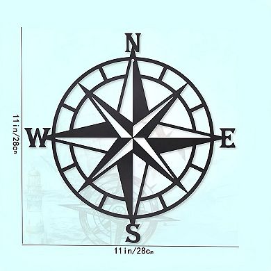 Ocean-Inspired Nautical Compass Metal Wall Art for Entryway, Home, or Office Accent