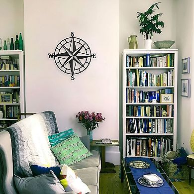 Ocean-Inspired Nautical Compass Metal Wall Art for Entryway, Home, or Office Accent