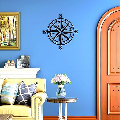 Ocean-Inspired Nautical Compass Metal Wall Art for Entryway, Home, or Office Accent