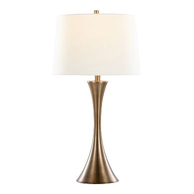 Loheer Contemporary Metal Table Lamp Set with Fabric Shade