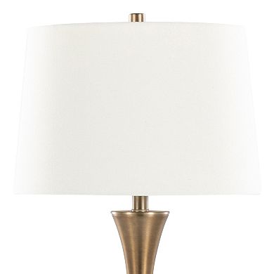 Loheer Contemporary Metal Table Lamp Set with Fabric Shade