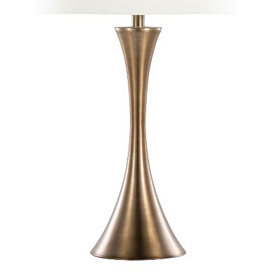 Loheer Contemporary Metal Table Lamp Set with Fabric Shade