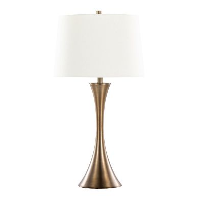 Loheer Contemporary Metal Table Lamp Set with Fabric Shade