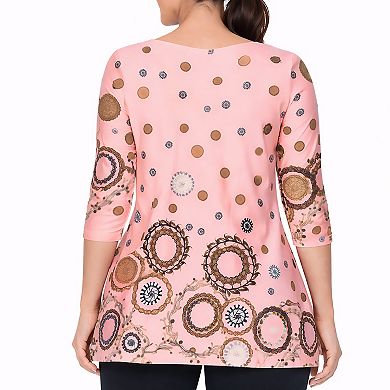 Women's Printed Sleeve Flowy Tunic Top