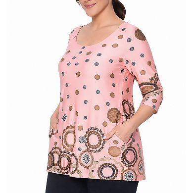 Women's Printed Sleeve Flowy Tunic Top