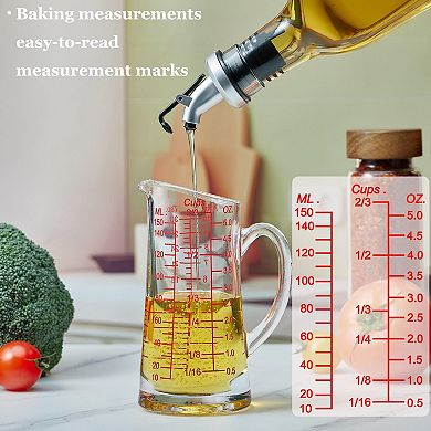 Glass measuring cup 5 ounces / 150 milliliters V-shaped spout