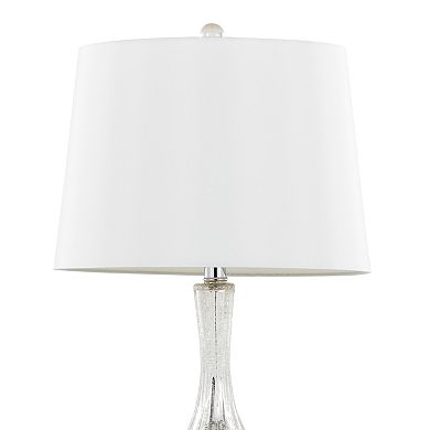 Loheer Crackle Glass Table Lamp Set with Linen Shade, Set of 2