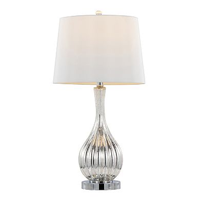 Loheer Crackle Glass Table Lamp Set with Linen Shade, Set of 2