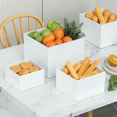 4Pcs Buffet Food Risers,Buffet Risers Step Acrylic Cube Box Display for Dessert Table Set Food Drink
