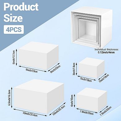 4Pcs Buffet Food Risers,Buffet Risers Step Acrylic Cube Box Display for Dessert Table Set Food Drink