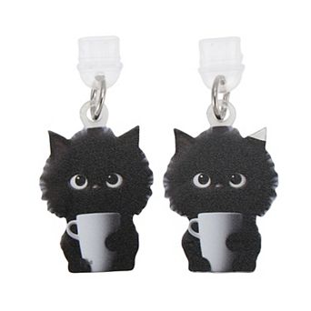 Cat Pendants Dust Plug Charm for Type-C Black White 2 pc