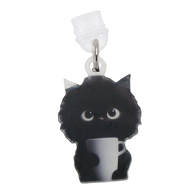 Cat Pendants Dust Plug Charm for Type-C Black White 2 Pcs