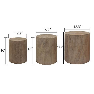 KWPZQEB Rustic Round Different Sizes Coffee Tables Set of 3, Decorative Accent Pieces
