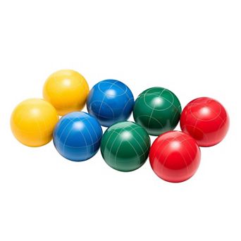 Outdoor Bocce Ball Set 8 Resin Balls with Pallino Measuring Rope and Carry Bag - Blue