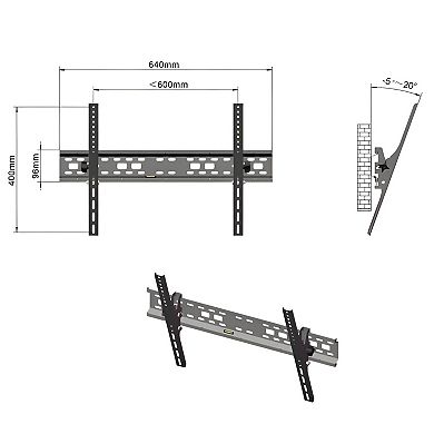 Wall Mount TV Bracket with Tilt and Built-In Spirit Level for Flat Screens