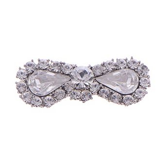 Silver Tone Crystal Rhinestone Fancy Glam Bridal Half Bow Pin Brooch