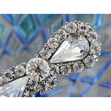 Silver Tone Crystal Rhinestone Fancy Glam Bridal Half Bow Pin Brooch