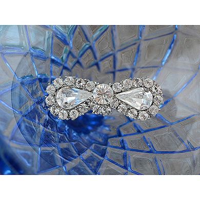 Silver Tone Crystal Rhinestone Fancy Glam Bridal Half Bow Pin Brooch