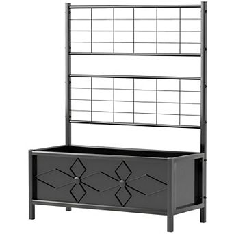 Diamond-Pattern Metal Garden Trellis for Climbing Plants, Vines, or Flowers - Black