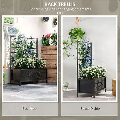 Diamond-Pattern Metal Garden Trellis for Climbing Plants, Vines, or Flowers - Black