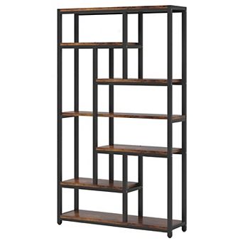 Industrial 10 tier Open Bookcase for Living Room, Bedroom, Office, or Apartment