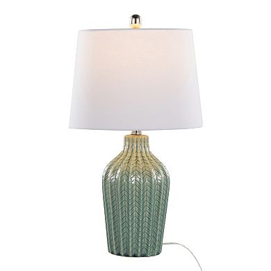 Loheer Rockwell Contemporary Ceramic Table Lamp Set of 2 with Linen Shades