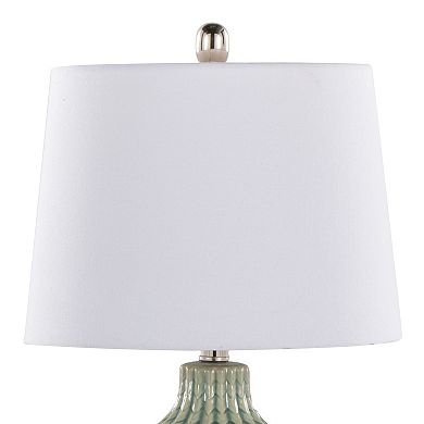 Loheer Rockwell Contemporary Ceramic Table Lamp Set of 2 with Linen Shades