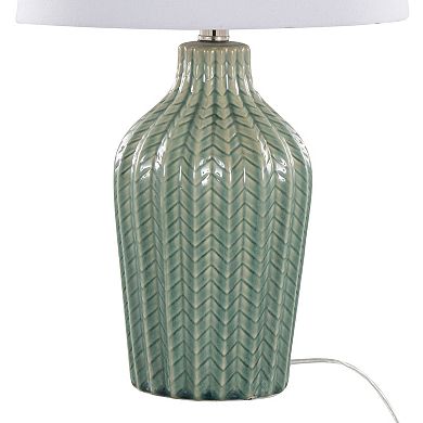 Loheer Rockwell Contemporary Ceramic Table Lamp Set of 2 with Linen Shades