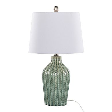 Loheer Rockwell Contemporary Ceramic Table Lamp Set of 2 with Linen Shades