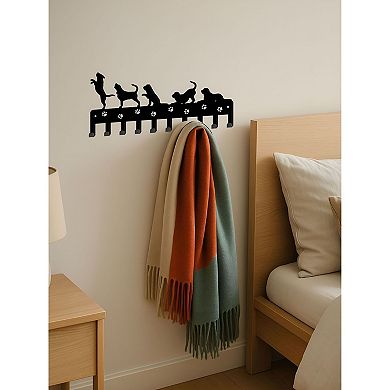 Wall-Mounted Animal Key Holder Rack Metal Hooks for Keys Lanyards Entryway