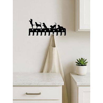 Wall-Mounted Animal Key Holder Rack Metal Hooks for Keys Lanyards Entryway