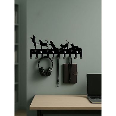 Wall-Mounted Animal Key Holder Rack Metal Hooks for Keys Lanyards Entryway