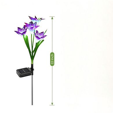 6 Pack Solar Lily Lights, 24 Flowers Color Changing LED Waterproof Outdoor Garden Decor