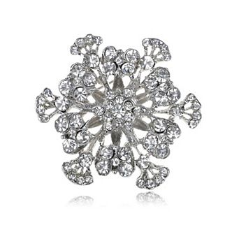 Clear Crystal Rhinestone Sea Ocean Water Coral Flower Fashion Pin Brooch