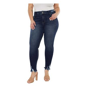 Kancan Full Size Cat's Whiskers Raw Hem High Waist Jeans