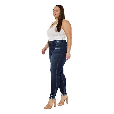 Kancan Full Size Cat's Whiskers Raw Hem High Waist Jeans