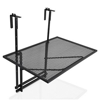 Folding Railing Table with 5-Level Adjustable Heights