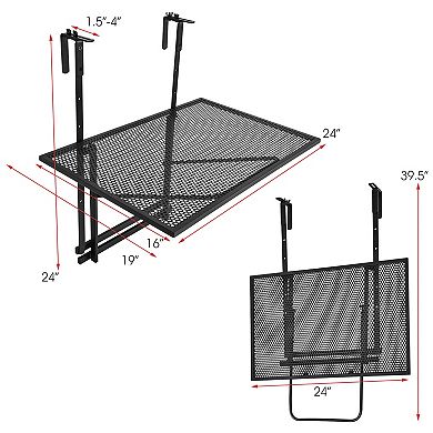 Folding Railing Table with 5-Level Adjustable Heights