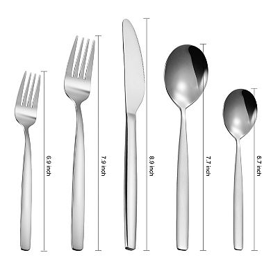 30-Piece Stainless Steel Flatware Set for 6,Includes Dinner Knives, Forks, Spoons,Dishwasher Safe