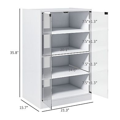 Media Tower Cabinet with Glass Door and Cable Management