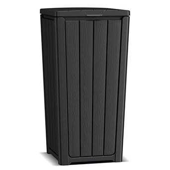 EFU 32 Gallon Weatherproof Resin Trash Can with Lid, Wide Top Opening for Patio Kitchen