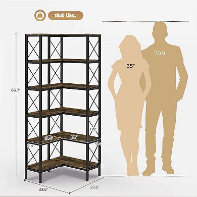 HOMCOM L-Shaped Bookshelf, 5-Tier Corner Bookcase
